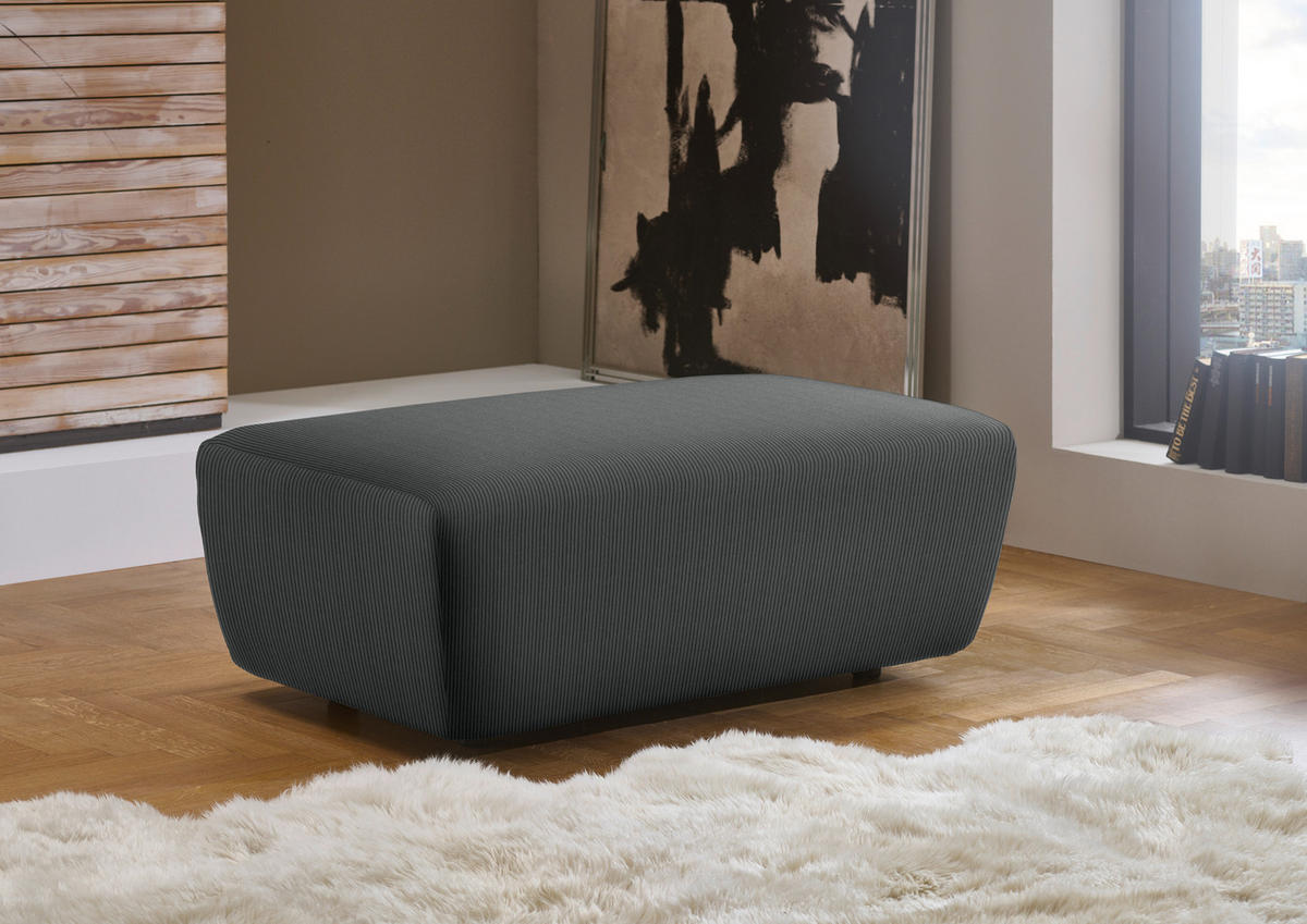 ECKSOFA in Feincord Anthrazit  301/177 cm  - Anthrazit/Schwarz, Design, Kunststoff/Textil (301/177cm) - Beldomo Style
