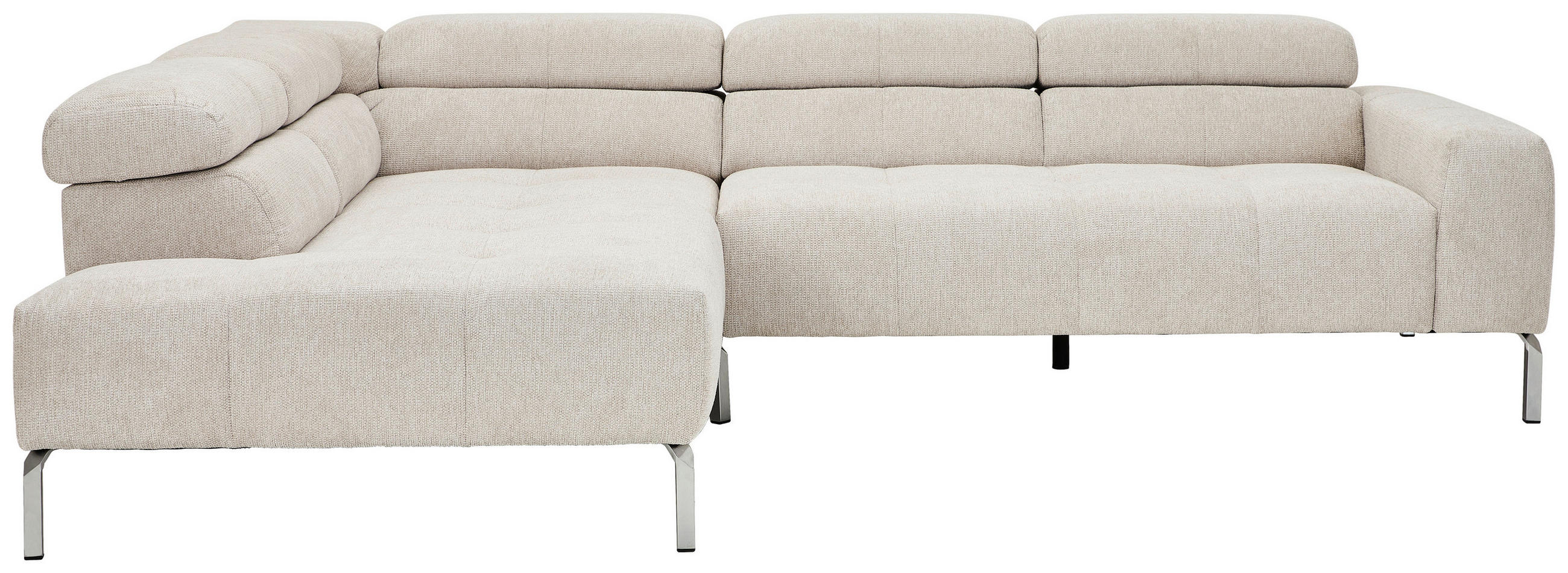 ECKSOFA Naturfarben Flachgewebe  - Chromfarben/Naturfarben, KONVENTIONELL, Textil/Metall (224/282cm) - Hom`in