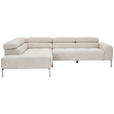 ECKSOFA Naturfarben Flachgewebe  - Chromfarben/Naturfarben, KONVENTIONELL, Textil/Metall (224/282cm) - Hom`in