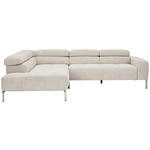 ECKSOFA Naturfarben Flachgewebe  - Chromfarben/Naturfarben, KONVENTIONELL, Textil/Metall (224/282cm) - Hom`in