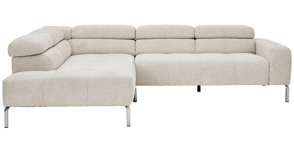 ECKSOFA Naturfarben Flachgewebe - Chromfarben/Naturfarben, KONVENTIONELL, Textil/Metall (224/282cm) - Hom`in