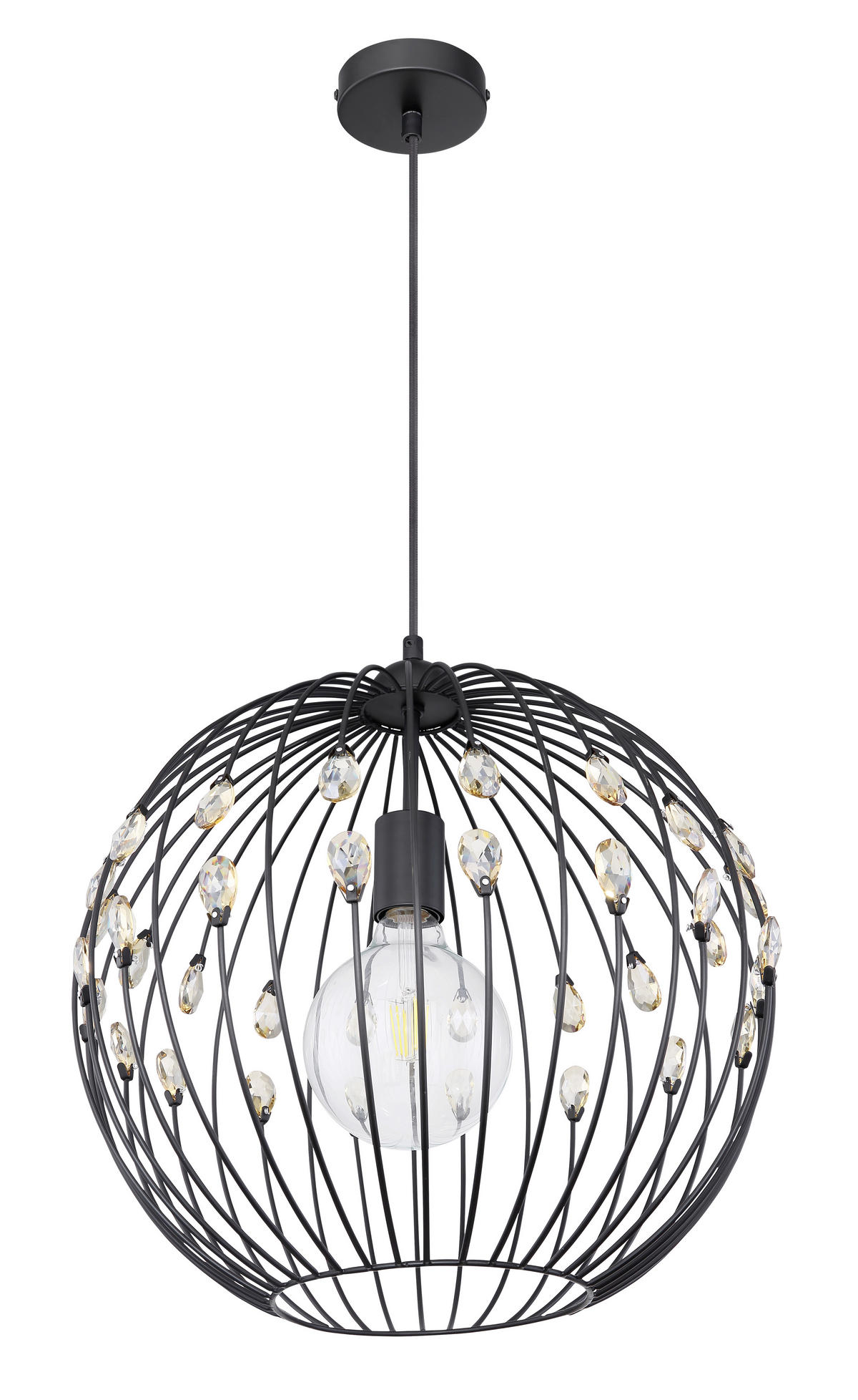 HÄNGLAMPA 40/120 cm  - svart, Basics, metall/glas (40/120cm) - Globo