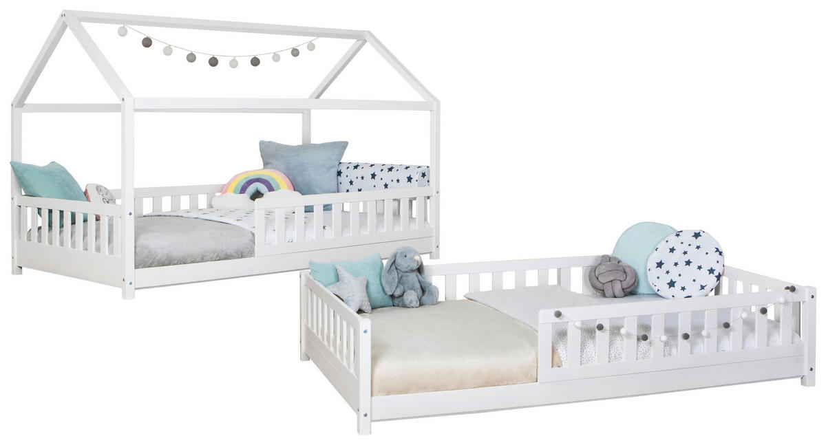 HAUSBETT 140/200 cm Weiss  - Weiss/Naturfarben, Modern, Holz (140/200cm) - MID.YOU