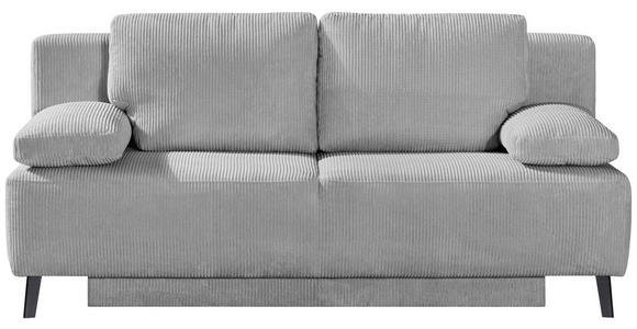 SCHLAFSOFA Cord Hellgrau Rückenkissen, Armlehnenkissen, Bettkasten, Rücken echt  - Hellgrau/Schwarz, Design, Textil/Metall (197/92/88cm) - Novel