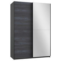 ŠATNÍ SKŘÍŇ SE ZRCADLEM, barvy grafitu, tmavě šedá, 135/198/64 cm - šedá/tmavě šedá, Basics, kompozitní dřevo (135/198/64cm) - MID.YOU