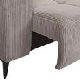 ECKSOFA Taupe Cord Rücken echt, Kopfteilverstellung, Sitzvorzug  - Taupe/Schwarz, KONVENTIONELL, Textil/Metall (257/170cm) - Carryhome