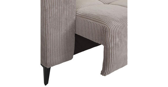 ECKSOFA Taupe Cord Rücken echt, Kopfteilverstellung, Sitzvorzug  - Taupe/Schwarz, KONVENTIONELL, Textil/Metall (257/170cm) - Carryhome