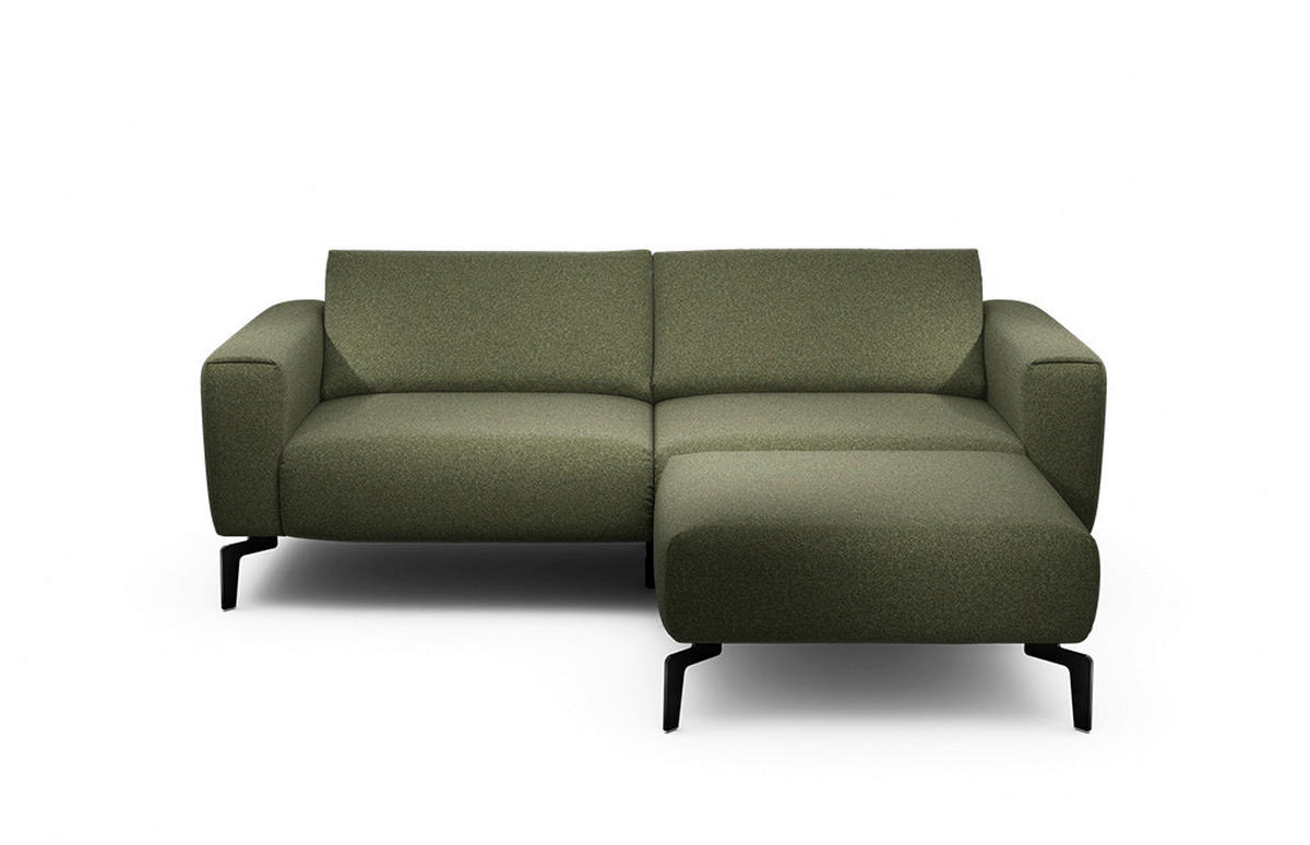 2,5-Sitzer inkl. Hocker Chenille Waldgrün  - Waldgrün/Schwarz, Design, Textil/Metall (220/86/86-94cm) - SENSOO