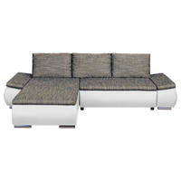 ECKSOFA in Textilgeflecht Grau, Weiß  266/175 cm  - Chromfarben/Schwarz, Design, Textil (266/175cm) - Livetastic