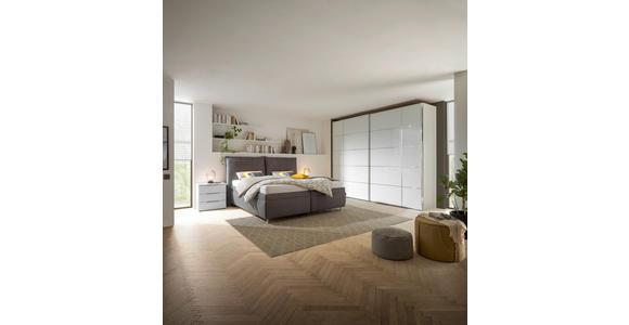 SCHWEBETÜRENSCHRANK 298/240/68 cm 2-türig Weiß  - Chromfarben/Weiß, KONVENTIONELL, Glas/Holzwerkstoff (298/240/68cm) - Dieter Knoll