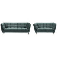 SITZGARNITUR Samt Grün  - Goldfarben/Schwarz, Design, Textil/Metall - Livetastic