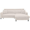 ECKSOFA Creme Flachgewebe  - Creme/Schwarz, Design, Textil/Metall (262/166cm) - Xora