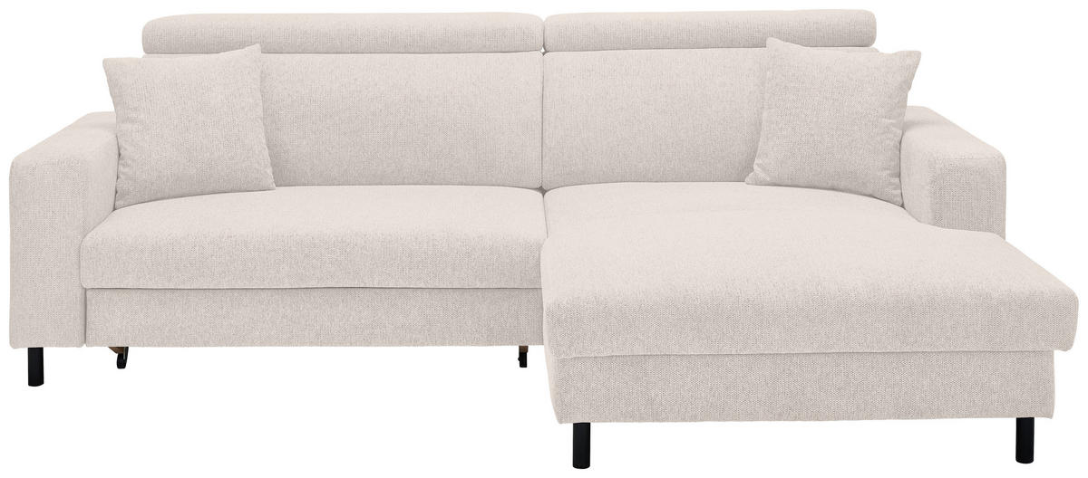 ECKSOFA Creme Flachgewebe  - Creme/Schwarz, Design, Textil/Metall (262/166cm) - Xora