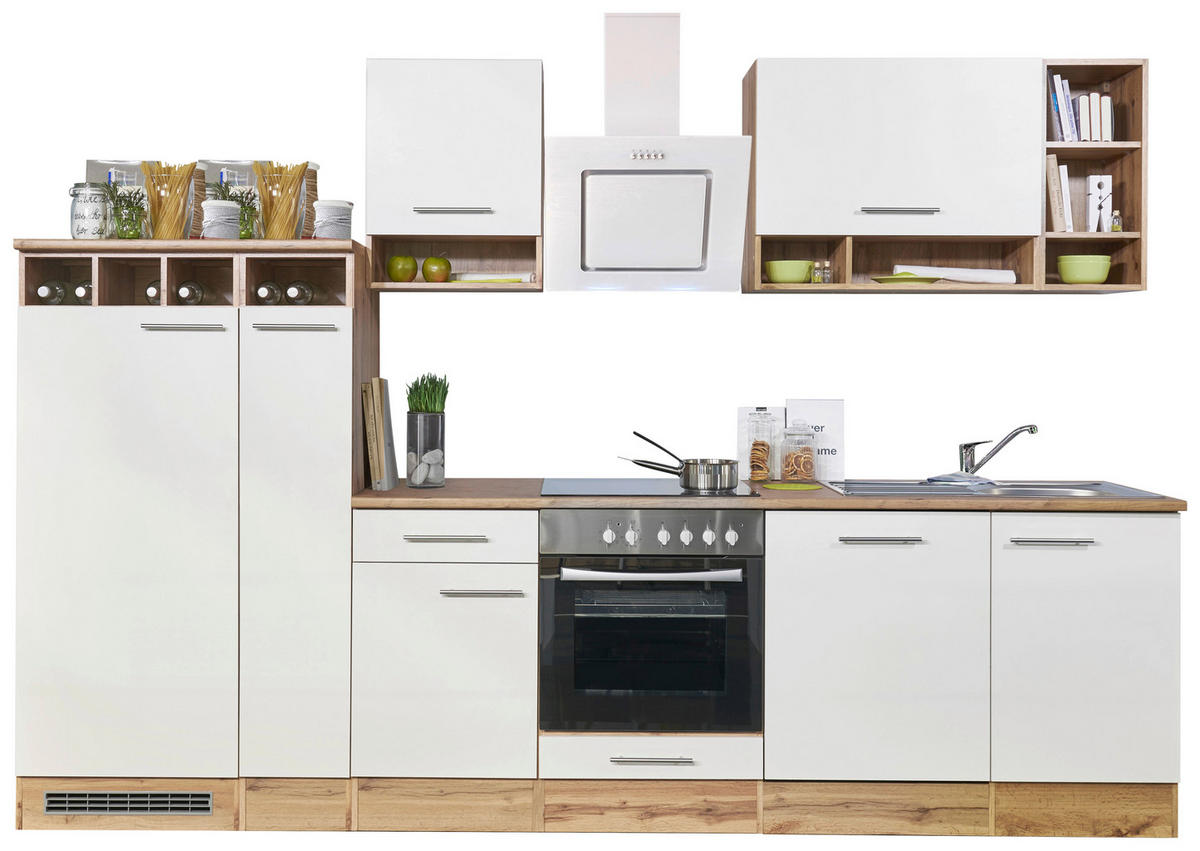 KÜCHENLEERBLOCK 310/205/60 cm   in Weiß, Wildeiche  - Wildeiche/Silberfarben, Basics, Holzwerkstoff/Metall (310/205/60cm) - Respekta