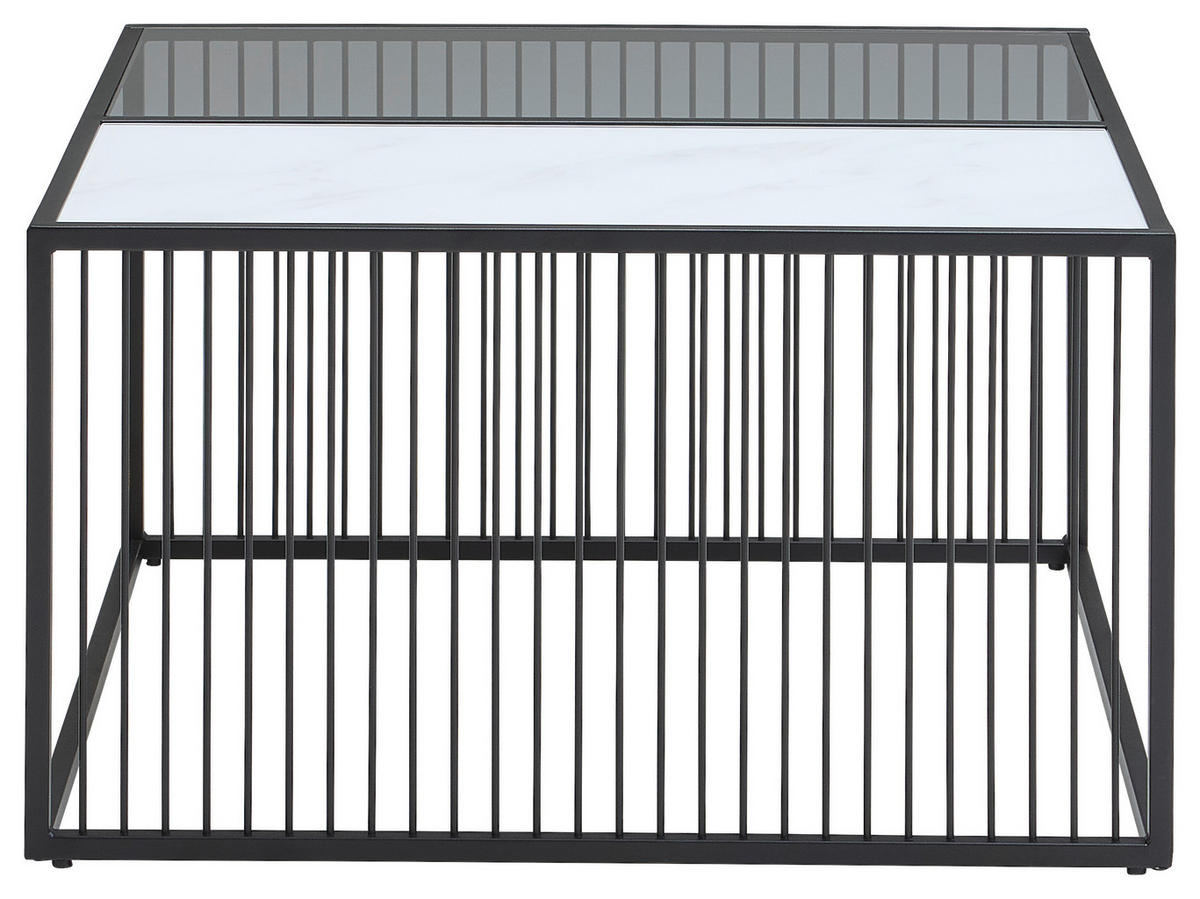 COUCHTISCH Rauchglas, Kristallglas 75/75/42 cm rechteckig Grau, Schwarz, Weiß  - Schwarz/Weiß, Design, Glas/Metall (75/75/42cm) - Livetastic