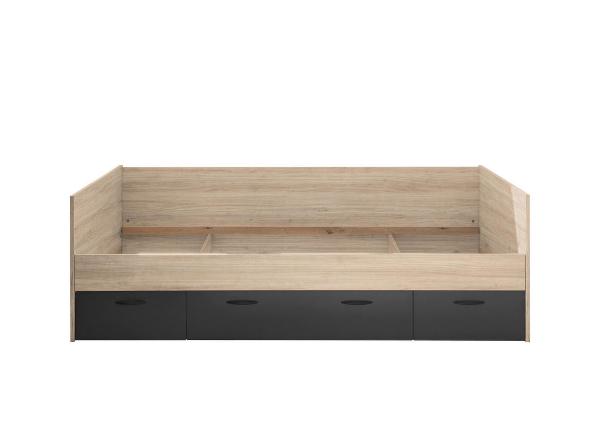 POSTELJA 90 cm   x 200 cm  , leseni material barve grafita, barve hrasta  - barve hrasta/barve grafita, Konvencionalno, leseni material (204/65/95cm) - Hom`in