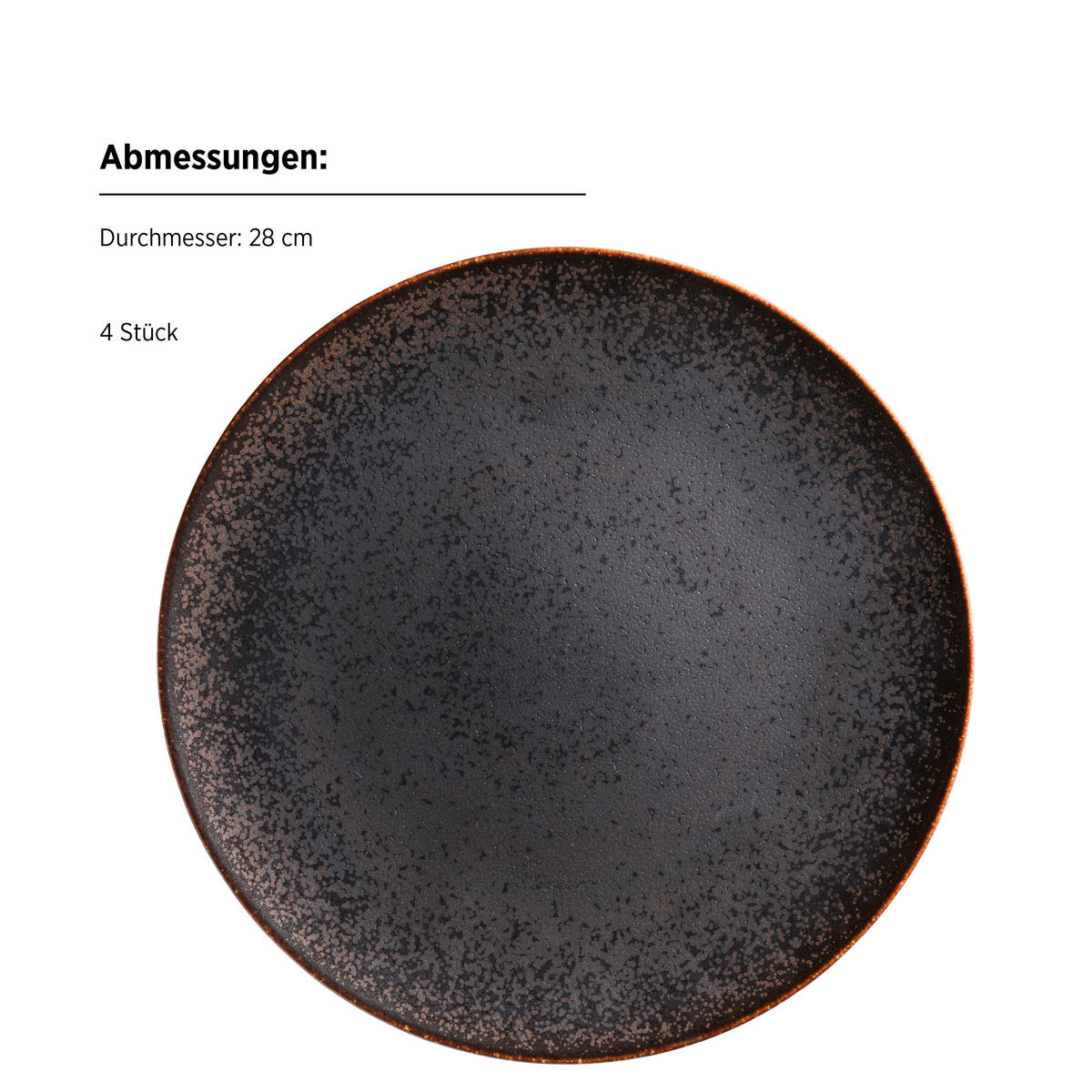 TELLERSET Powerful 4-teilig  - Schwarz/Braun, Basics, Keramik - Mäser