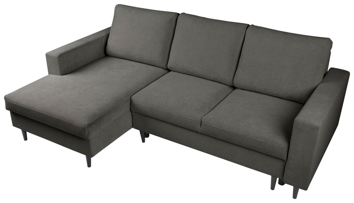 ECKSOFA Dunkelbraun Struktur  - Dunkelbraun/Schwarz, MODERN, Holz/Kunststoff (145/230cm) - MID.YOU