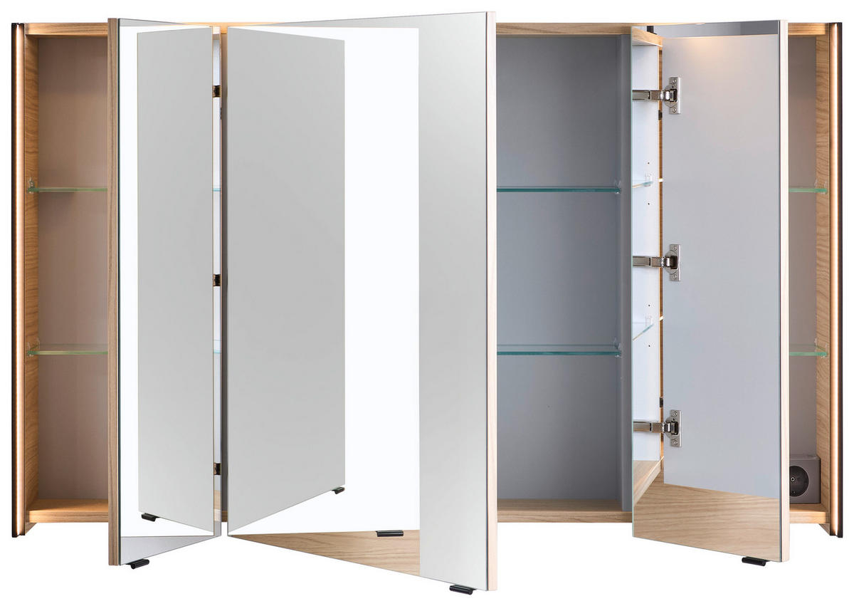SPIEGELSCHRANK 123,2/70,3/17 cm  - Eichefarben/Lavagrau, Design, Glas/Holzwerkstoff (123,2/70,3/17cm) - Sadena