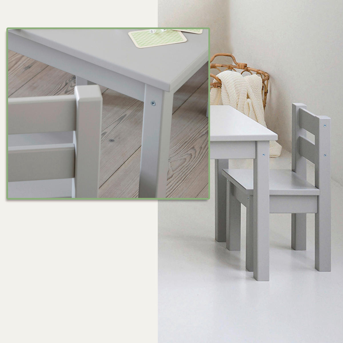 KINDERSITZGRUPPE Hellgrau, Grau  - Hellgrau/Grau, MODERN, Holz - MID.YOU