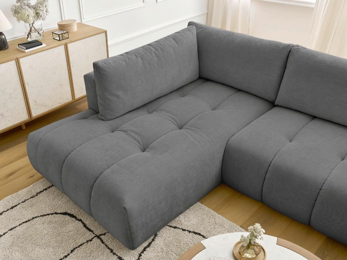WOHNLANDSCHAFT  FUJI  Dunkelgrau Leinenoptik  - Dunkelgrau/Schwarz, MODERN, Kunststoff/Textil (204/377/160cm)