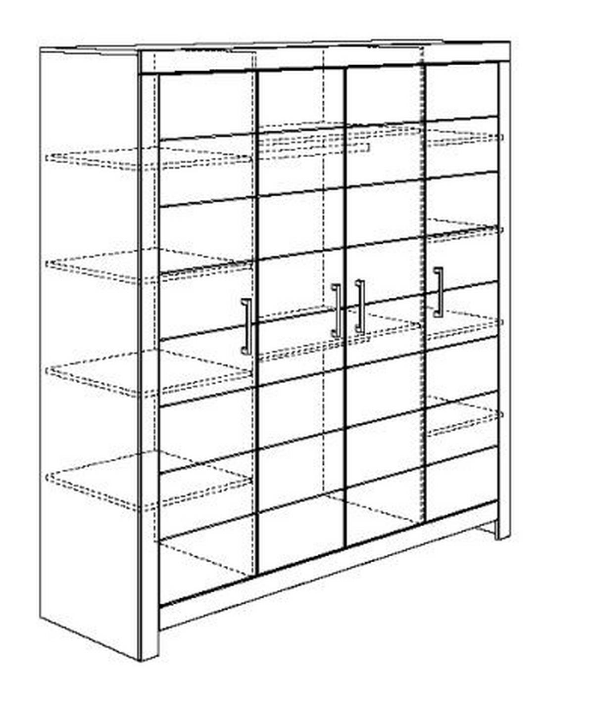 KLEIDERSCHRANK  in Weiß  - Chromfarben/Weiß, Design, Holzwerkstoff/Metall (203,6/205,3/55,3cm) - Paidi