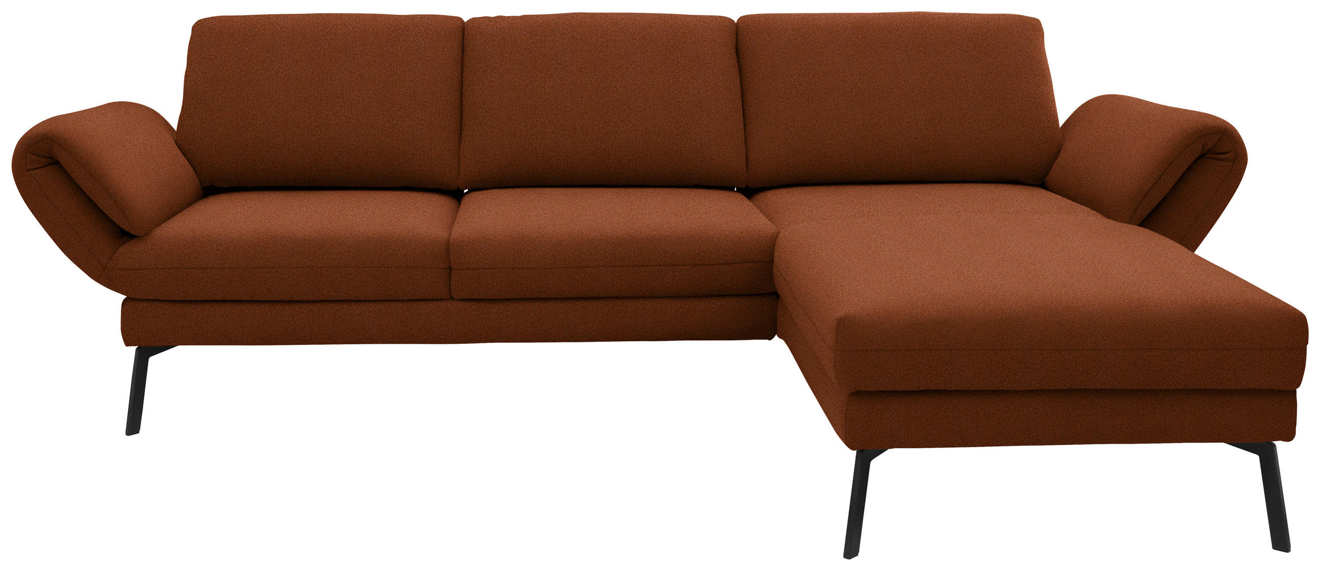 ECKSOFA  in Flachgewebe Kupferfarben  255-365/175-224 cm  - Schwarz/Kupferfarben, Design, Textil/Metall (255-365/175-224cm) - Dieter Knoll