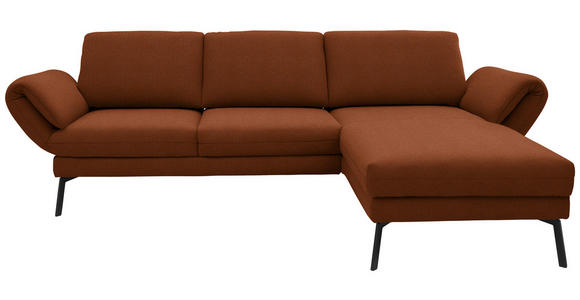 ECKSOFA  in Flachgewebe Kupferfarben  255-365/175-224 cm  - Schwarz/Kupferfarben, Design, Textil/Metall (255-365/175-224cm) - Dieter Knoll