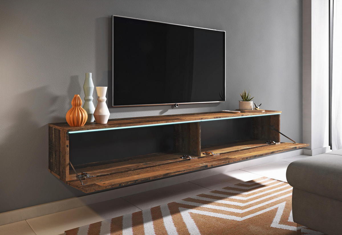 NÍZKA KOMODA, starobylý dub, 180/30/33 cm - sivá/starobylý dub, Lifestyle, kompozitné drevo/plast (180/30/33cm) - P & B