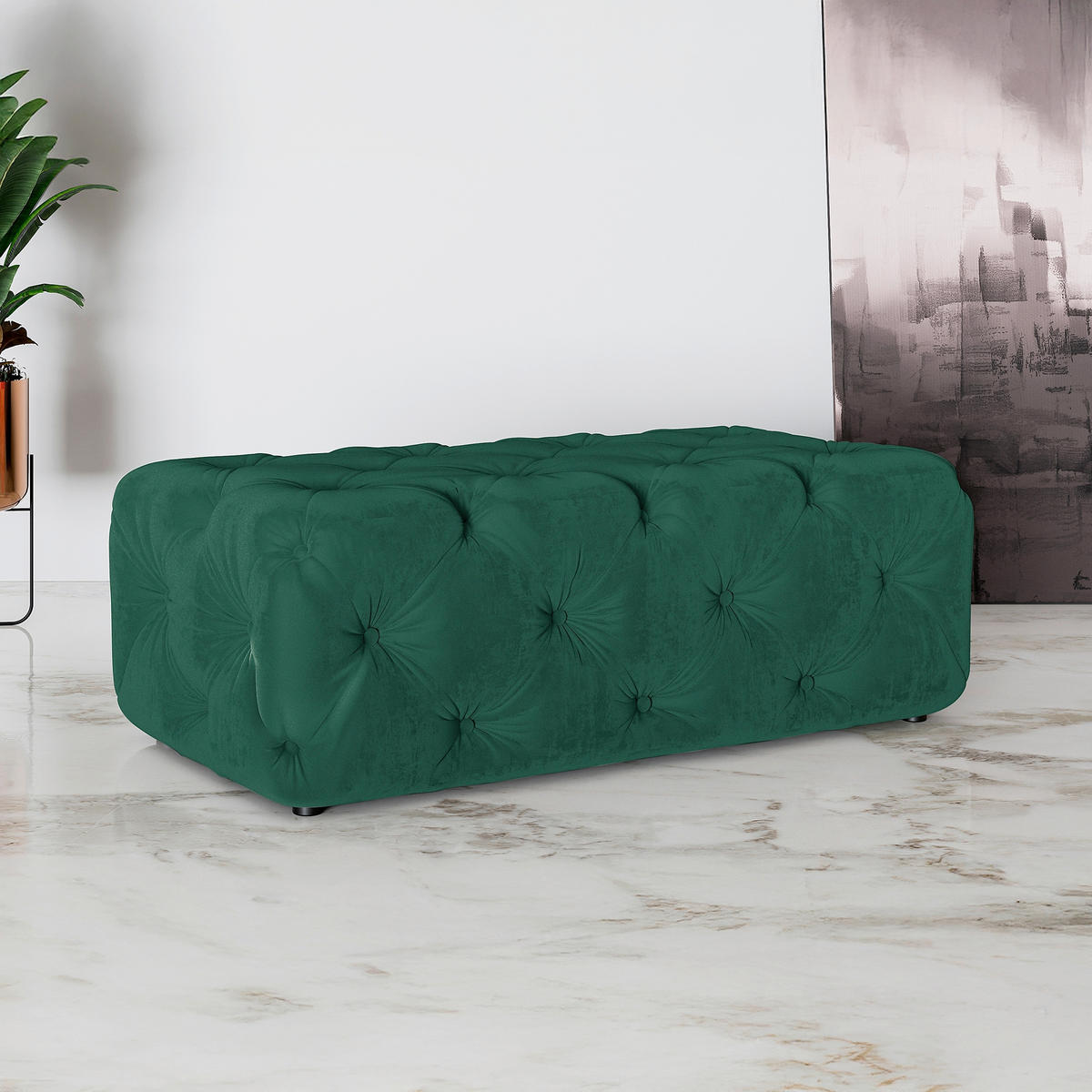 HOCKER in Textil Dunkelgrün  - Dunkelgrün/Schwarz, Design, Kunststoff/Textil (130/39/65cm) - P & B