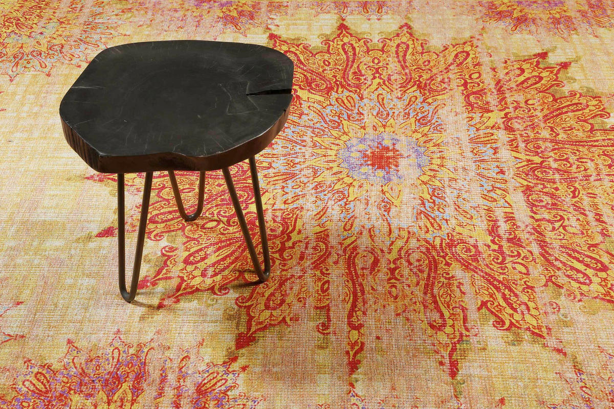 FLACHWEBETEPPICH  Wohnzimmer 140/200 cm Rooftop Orange, Rot, Hellgelb rechteckig  - Rot/Hellgelb, Basics, Textil (140/200cm) - WECON HOME
