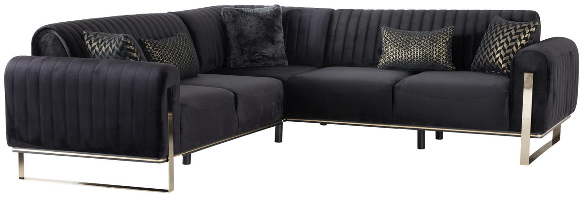 Freisteller von Livetastic ECKSOFA Schwarz Velours.