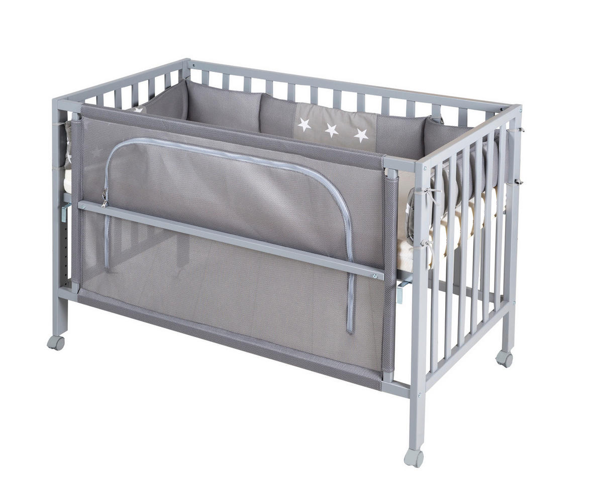 BEISTELLBETT roba Little Stars  - Taupe/Grau, Basics, Holzwerkstoff/Textil (66/79,5/126cm) - Roba