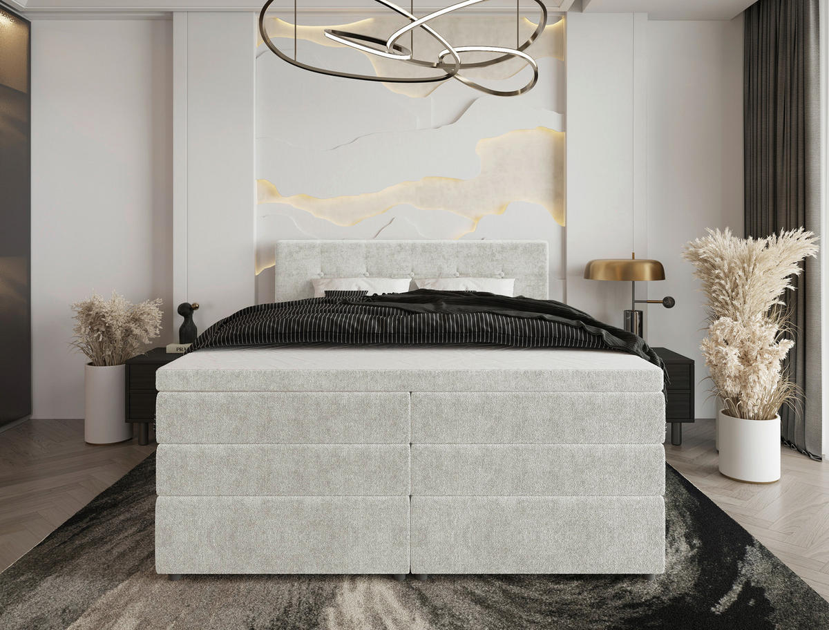 BOXSPRINGBETT 160/200 cm  in Creme  - Creme/Schwarz, Konventionell, Kunststoff/Textil (160/200cm) - Carryhome