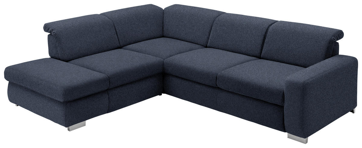 ECKSOFA in Webstoff Dunkelblau  - Alufarben/Dunkelblau, Design, Textil (260/301cm) - Beldomo Style
