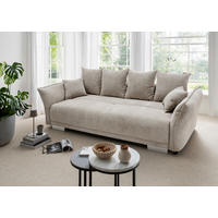 BIGSOFA Mikrofaser Creme  - Chromfarben/Creme, Basics, Kunststoff/Textil (242/71/90/131cm) - Livetastic