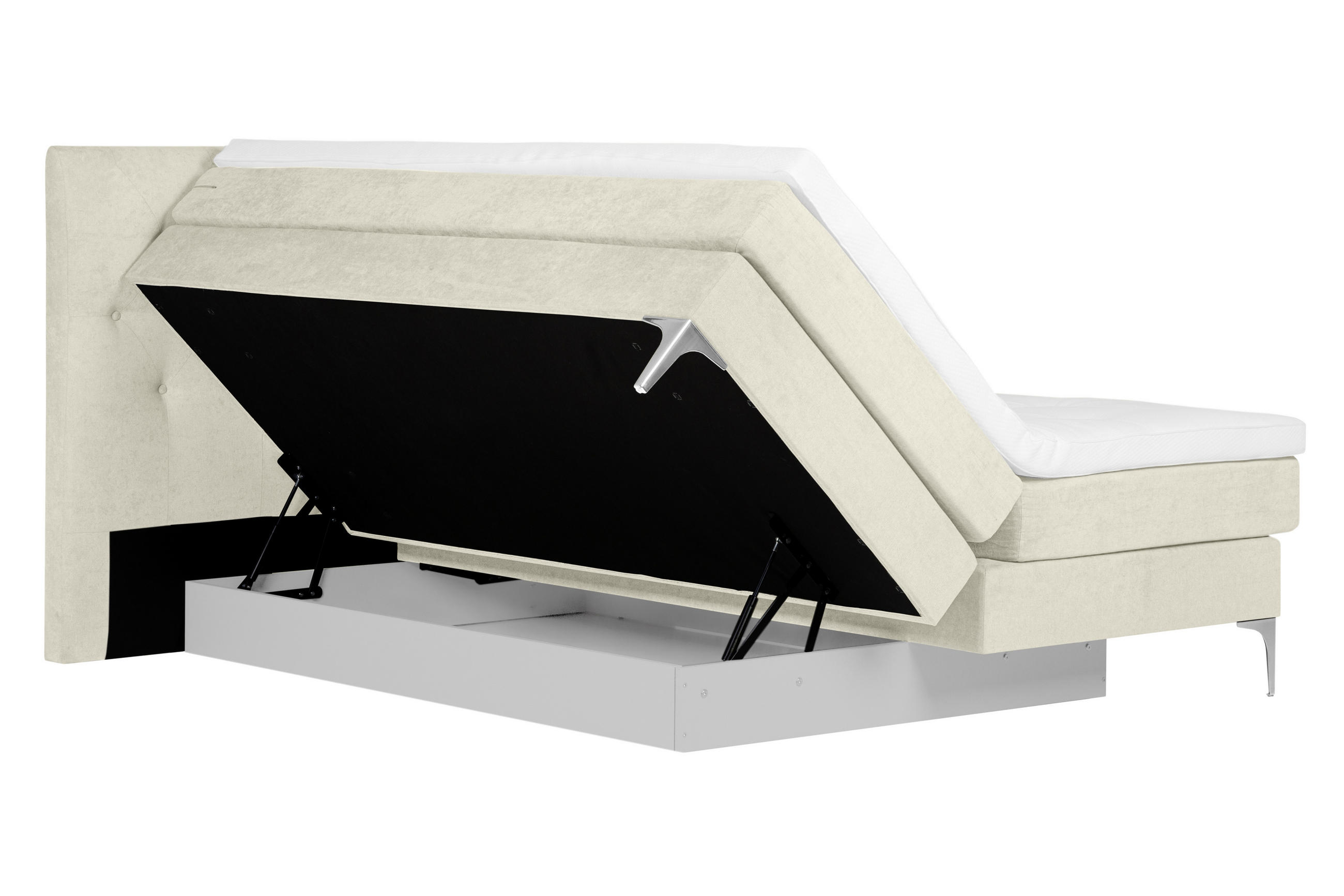 BOXSPRINGBETT 160/200 cm  in Beige  - Chromfarben/Beige, Design, Textil/Metall (160/200cm) - Welnova