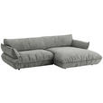 ECKSOFA  in Flachgewebe Grau  264/185 cm  - Schwarz/Grau, Design, Kunststoff/Textil (264/185cm) - Belluti