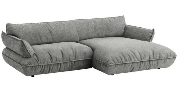 ECKSOFA  in Flachgewebe Grau  264/185 cm  - Schwarz/Grau, Design, Kunststoff/Textil (264/185cm) - Belluti
