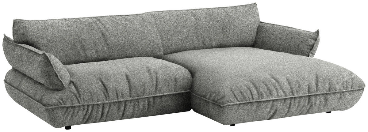 ECKSOFA  in Flachgewebe Grau  264/185 cm  - Schwarz/Grau, Design, Kunststoff/Textil (264/185cm) - Belluti