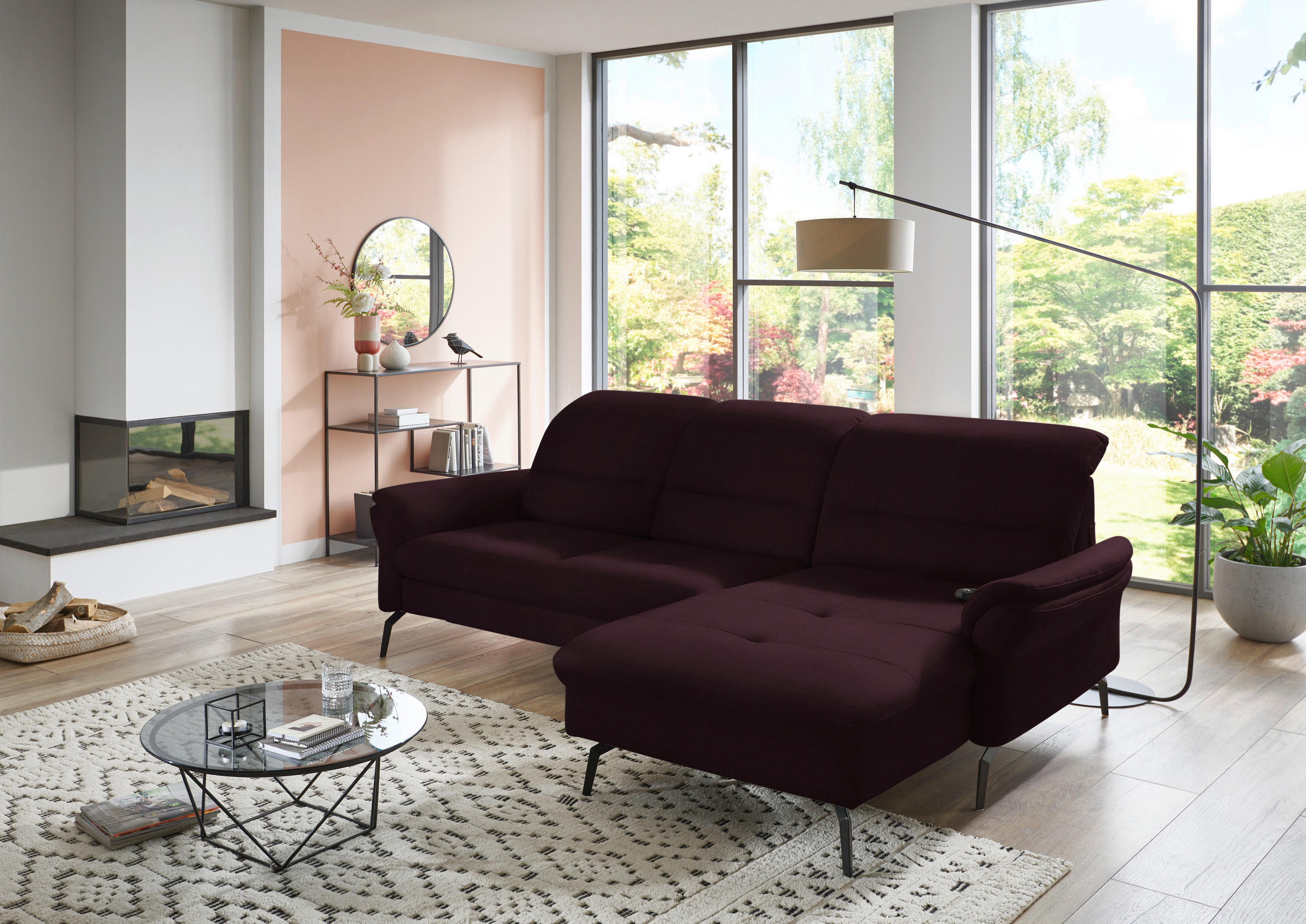 ECKSOFA in Flachgewebe Mokka  - Schwarz/Mokka, Konventionell, Textil/Metall (260/181cm) - Beldomo Speed