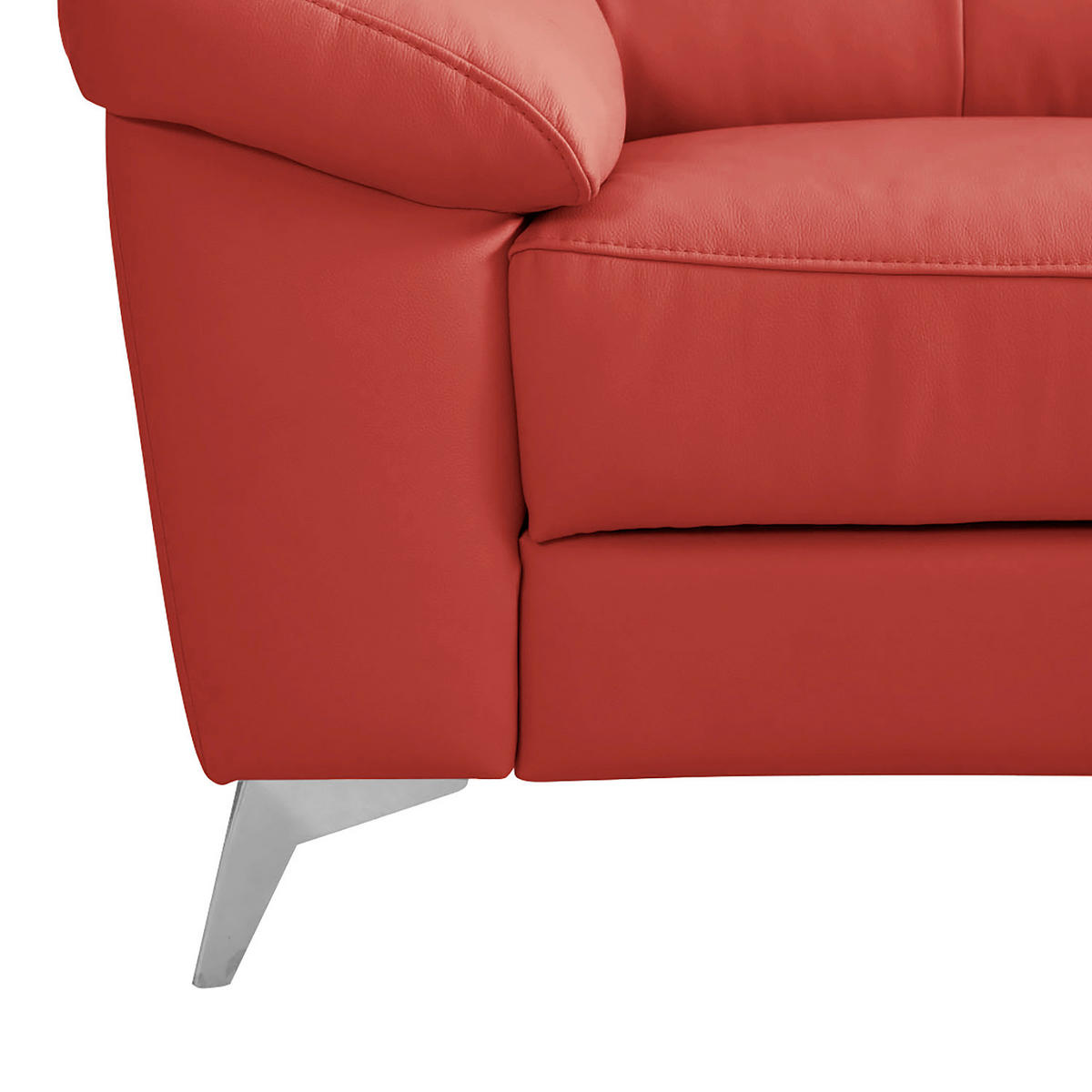 ECKSOFA Rot Echtleder Lederlook  - Chromfarben/Rot, Design, Leder/Textil (242/194cm) - Livetastic