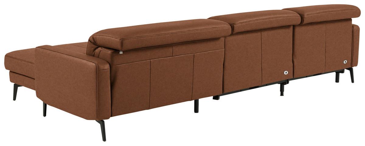 ECKSOFA  Echtleder Cognac  - Cognac/Schwarz, Design, Leder/Metall (323/179cm) - Dieter Knoll