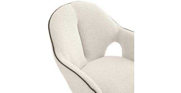 ARMLEHNSTUHL  Sitzfläche 360° drehbar, automatische Rückholfunktion Leinenoptik  - Creme/Schwarz, Design, Textil/Metall (62/85/64cm) - Novel