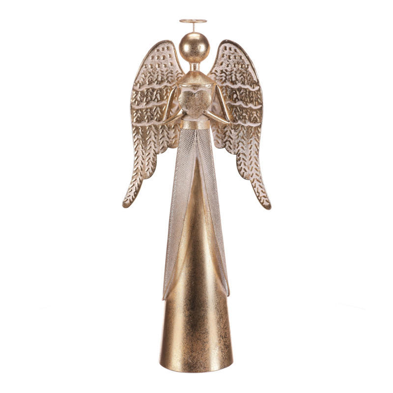 DEKORAČNÍ ANDĚL - barvy zlata, Basics, kov (25/57/13cm)
