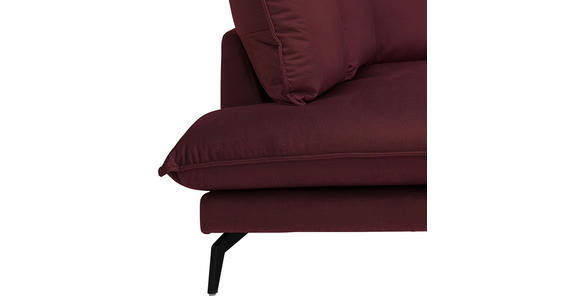 ECKSOFA Bordeaux Samt  - Bordeaux/Schwarz, Design, Textil/Metall (200/241cm) - Carryhome