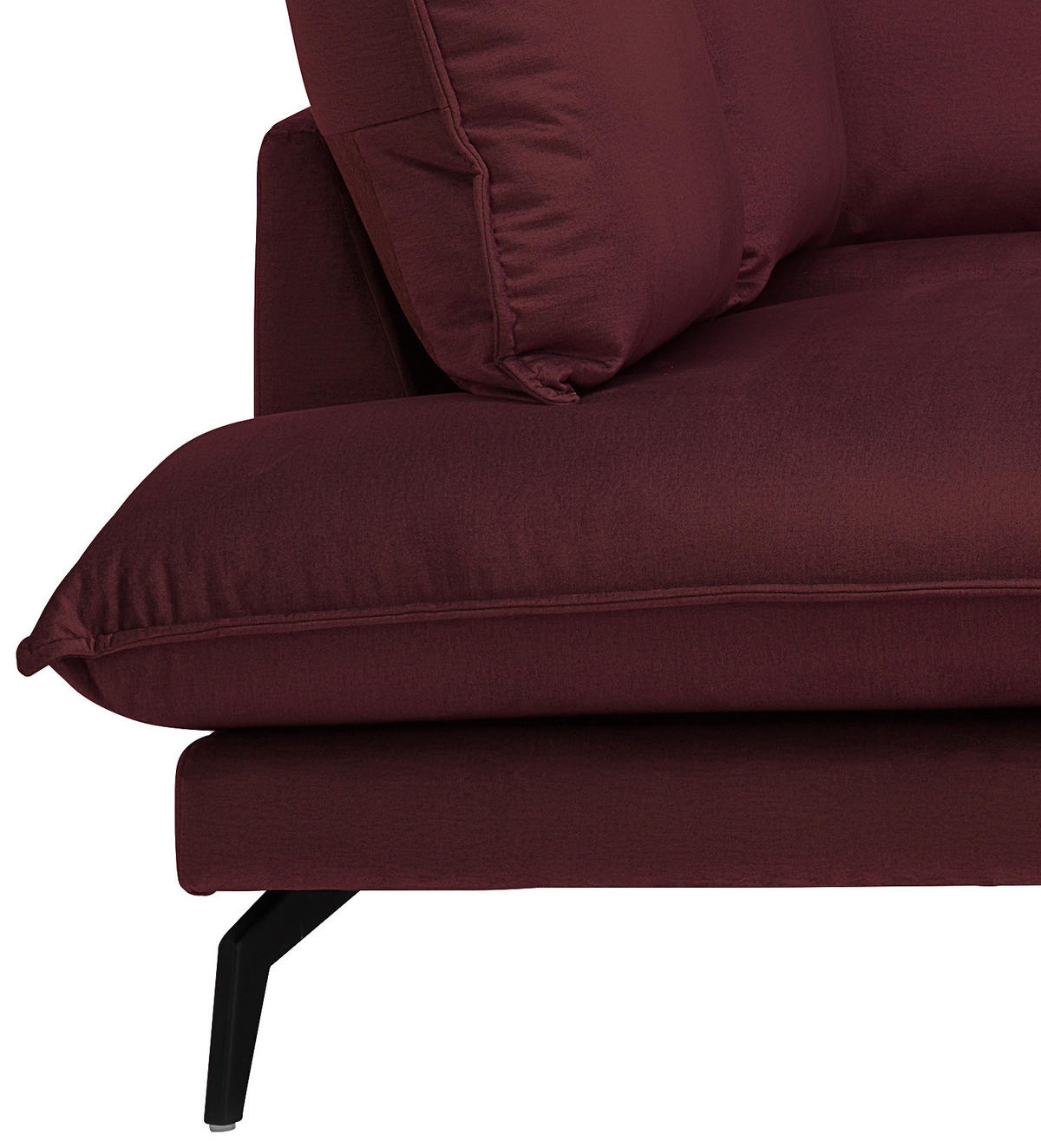 ECKSOFA Bordeaux Samt  - Bordeaux/Schwarz, Design, Textil/Metall (200/241cm) - Carryhome