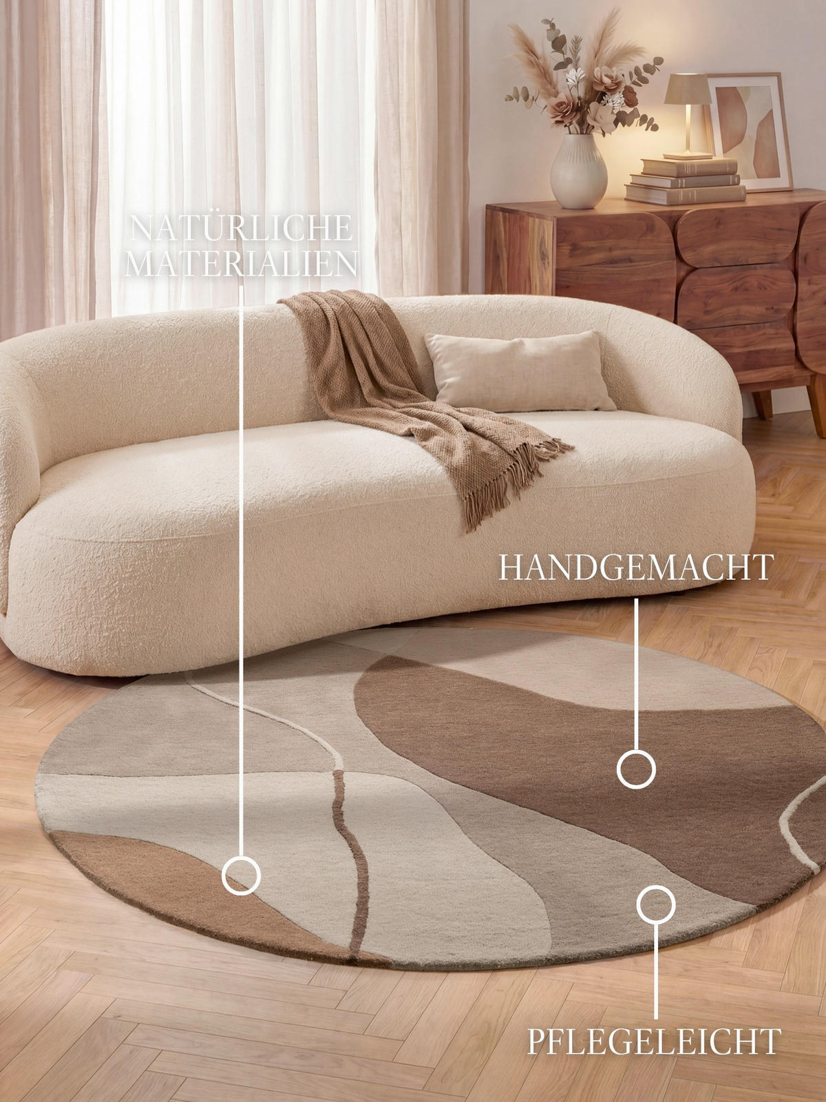 WOLLTEPPICH 200 cm Kollektion 1876 Muse Braun, Creme  - Creme/Braun, Basics, Textil (200cm) - Villeroy & Boch