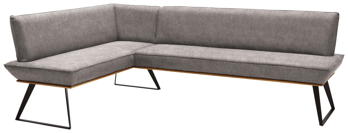 ECKBANK 163/243 cm  in Schwarz, Eichefarben, Hellbraun  - Hellbraun/Eichefarben, Design, Holz/Textil (163/243cm) - Voleo