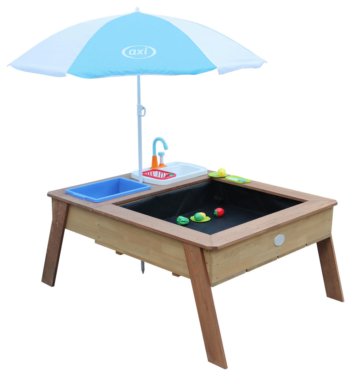 SAND & WASSERTISCH LINDA Holz, Kunststoff Blau, Braun, Weiß  - Blau/Braun, KONVENTIONELL, Holz/Kunststoff (93,5/50/110cm) - Ambia Garden